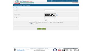 Reset Password - e-Filing Home Page, Income Tax Department ...