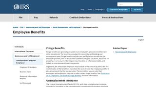 Employee Benefits | Internal Revenue Service - IRS.gov