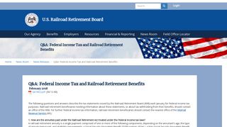 Q&A: Federal Income Tax and Railroad Retirement Benefits | RRB.Gov