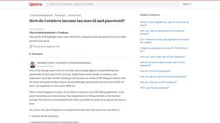 How to retrieve income tax user id and password - Quora