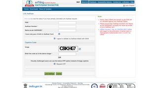 Link Aadhaar - e-Filing Home Page, Income Tax Department ...