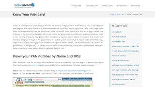 Know Your PAN Card by Name , PAN No & DOB at Paisabazaar.com