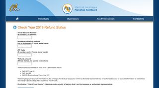 Check Your 2018 Refund Status | California Franchise Tax Board
