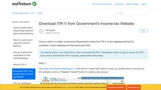Download ITR-V from Government's Income-tax Website – myITreturn ...