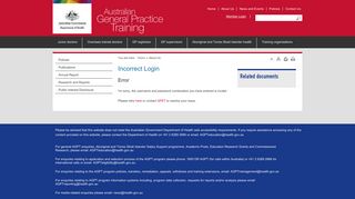 Incorrect Login - Australian General Practice Training