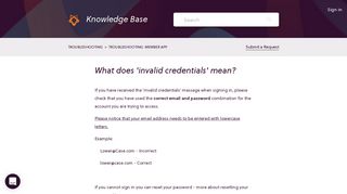 What does 'invalid credentials' mean? – Glofox