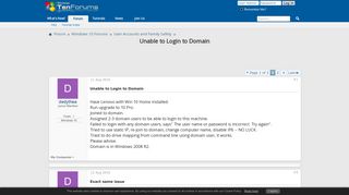 Unable to Login to Domain - Windows 10 Forums