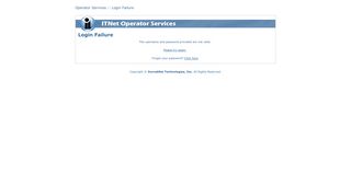 Operator Services :: Login Failure - Incredible Technologies, Inc.
