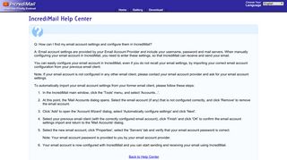 IncrediMail Help Center: How can I find my email account settings and ...