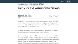 ANY SUCCESS WITH INDEED CROWD - LinkedIn
