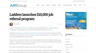 Ladders launches $10,000 job referral program - AIM Group