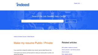 Make my resume Public / Private – Indeed Job Seeker Support