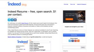 Indeed Resume - free, open search. $1 per contact. - Indeed Blog