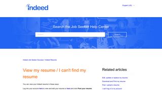 View my resume / I can't find my resume – Indeed Job Seeker Support