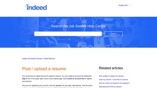 Post / upload a resume – Indeed Job Seeker Success