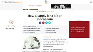 How to Apply for a Job on Indeed - The Balance Careers