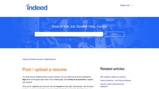 Post / upload a resume – Indeed Job Seeker Success