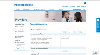 Contact Us | Providers | Independence Blue Cross - IBXpress