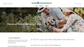 Bank Independent | Online Banking Frequently Asked Questions