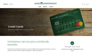 Bank Independent | Personal Credit Cards With Great Benefits & Service