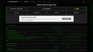 Admin Panel Finder Tool - CXSecurity.com