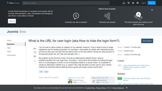 What is the URL for user login (aka How to hide the login form ...