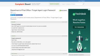Department of Post Office / Forget Agent Login Password Complaints