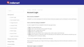 Account Login - IndiaMART Helpdesk