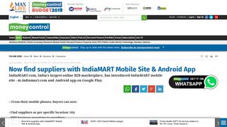Now find suppliers with IndiaMART Mobile Site & Android App ...