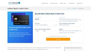 Indian Bank Credit Card: Apply Online, Indian Bank Cards Offers