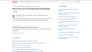 What is the user ID for Indian Bank Net Banking? - Quora