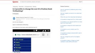 Is it possible to change the user ID of Indian Bank NetBanking ...
