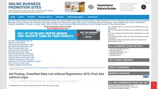 Ad Posting, Classified Sites List without Registration 2019, Post Ads ...