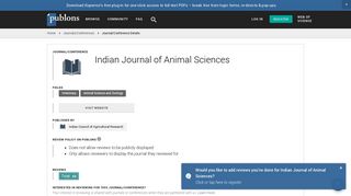 Indian Journal of Animal Sciences | Publons
