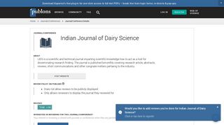Indian Journal of Dairy Science | Publons