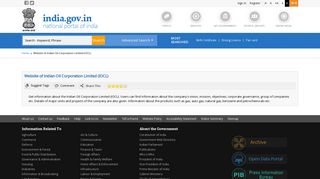 Website of Indian Oil Corporation Limited (IOCL) | National Portal of ...