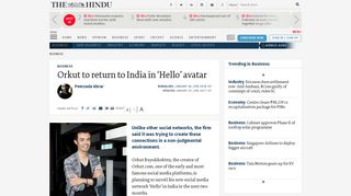 Orkut to return to India in 'Hello' avatar - The Hindu