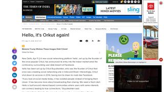 Hello, it's Orkut again! - Times of India