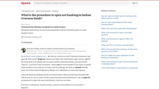 What is the procedure to open net banking in Indian Overseas Bank ...