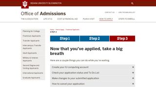 Step 3: Freshman Applicants: How to Apply ... - Admissions: Indiana