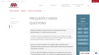 FAQ | Indiana Teacher License Renewal Questions and Answers