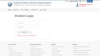Student Login - Indiana Online Driver Improvement