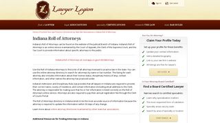 Indiana Roll of Attorneys - Lawyer Legion