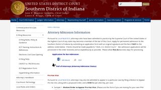 Attorney Admission Information | Southern District of Indiana | United ...