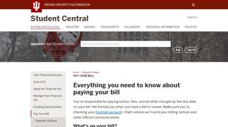 Pay Your Bill: Paying for College: Student Central: Indiana University ...