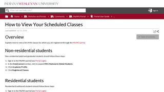 How to View Your Scheduled Classes - Indiana Wesleyan University ...