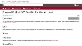 Forward Outlook 365 Email to Another Account - Indiana Wesleyan ...