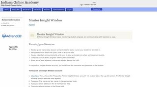 Mentor Insight Window - Indiana Online Academy