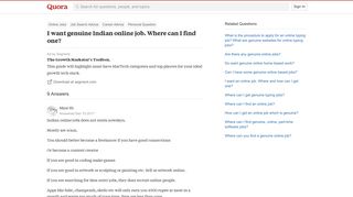 I want genuine Indian online job. Where can I find one? - Quora