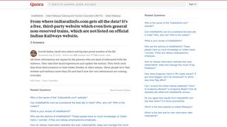 From where indiarailinfo.com gets all the data? It's a free, third ...